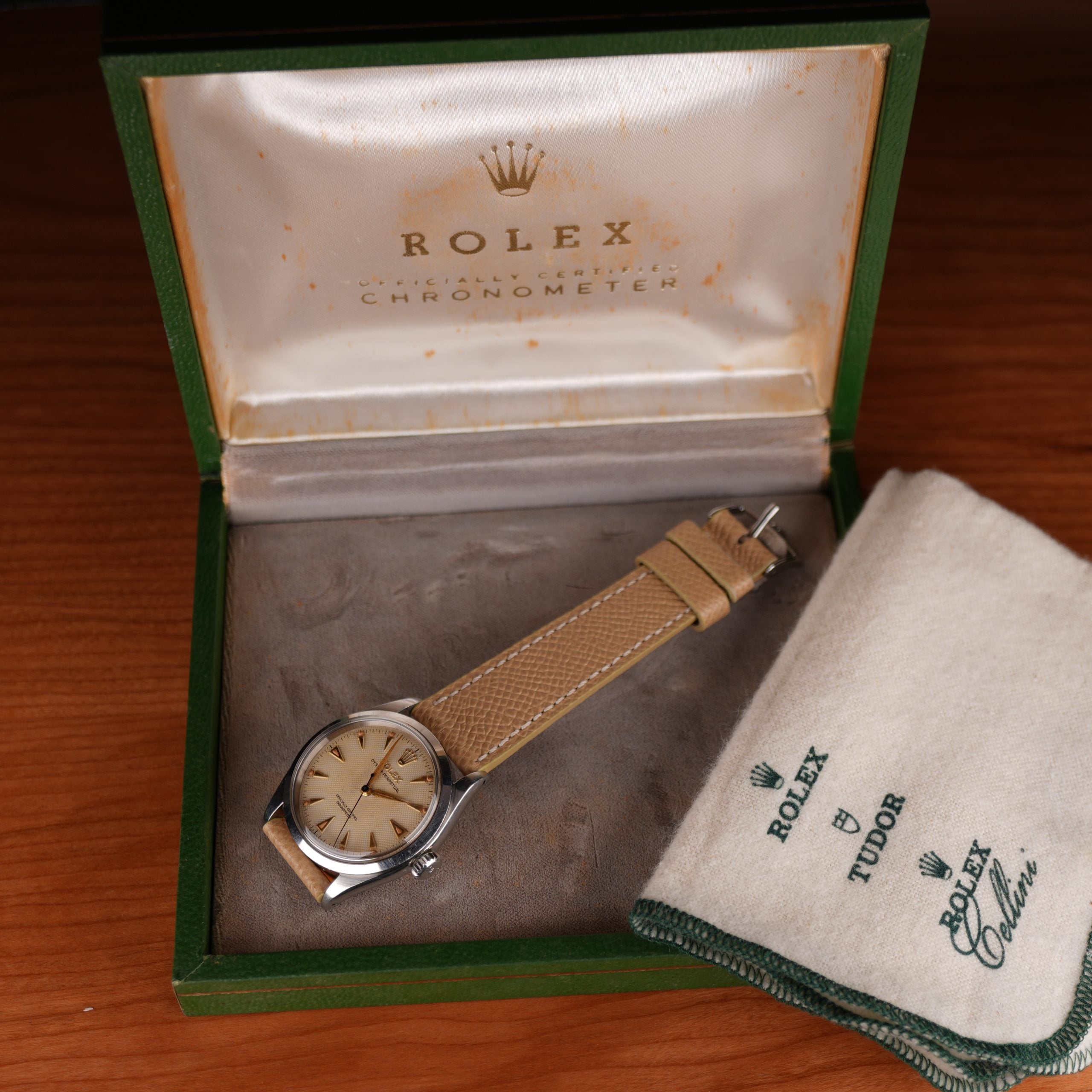 1954 Rolex Oyster Perpetual 6284 With Perfect Radium Honeycomb Dial