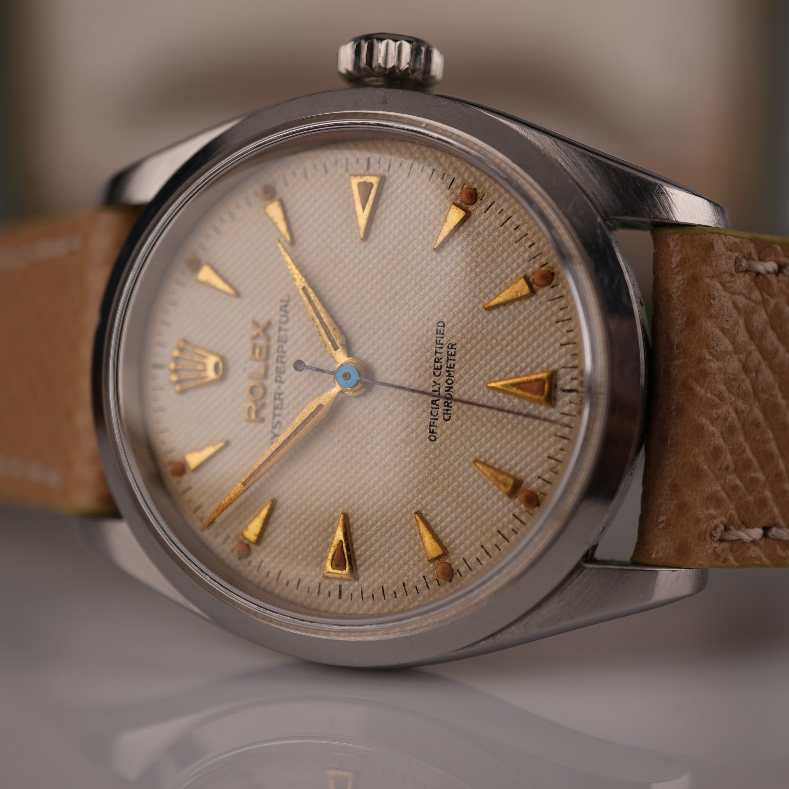 1954 Rolex Oyster Perpetual 6284 With Perfect Radium Honeycomb Dial