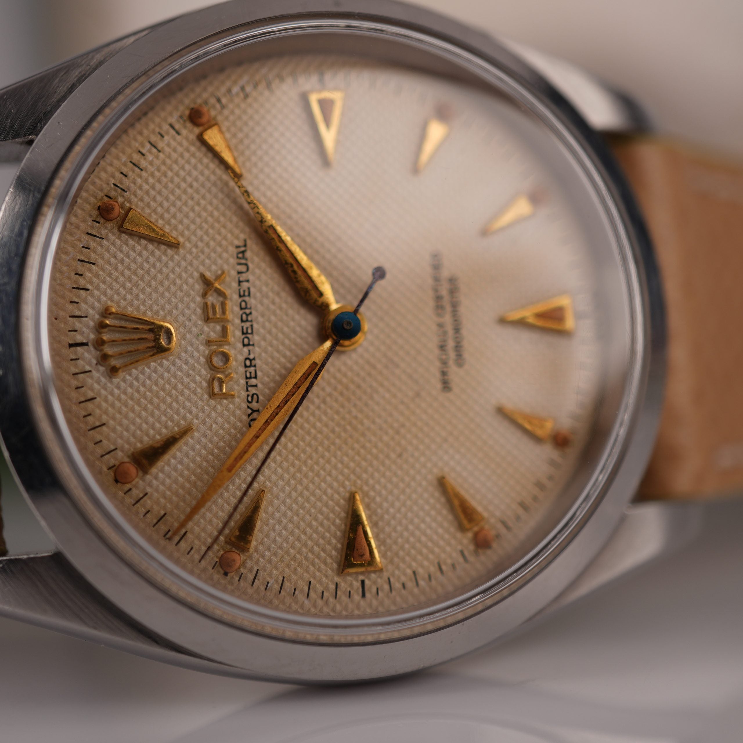 1954 Rolex Oyster Perpetual 6284 With Perfect Radium Honeycomb Dial