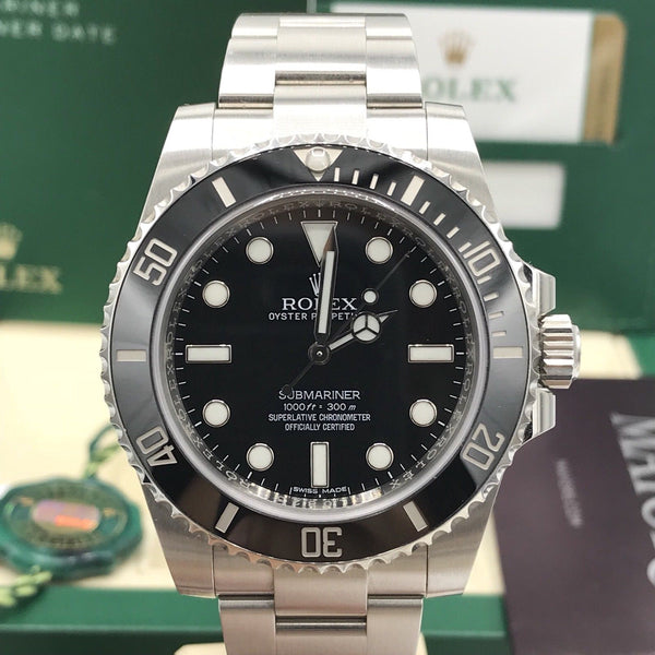 2017 Rolex Submariner 114060 No date Ceramic pre-owned box papers