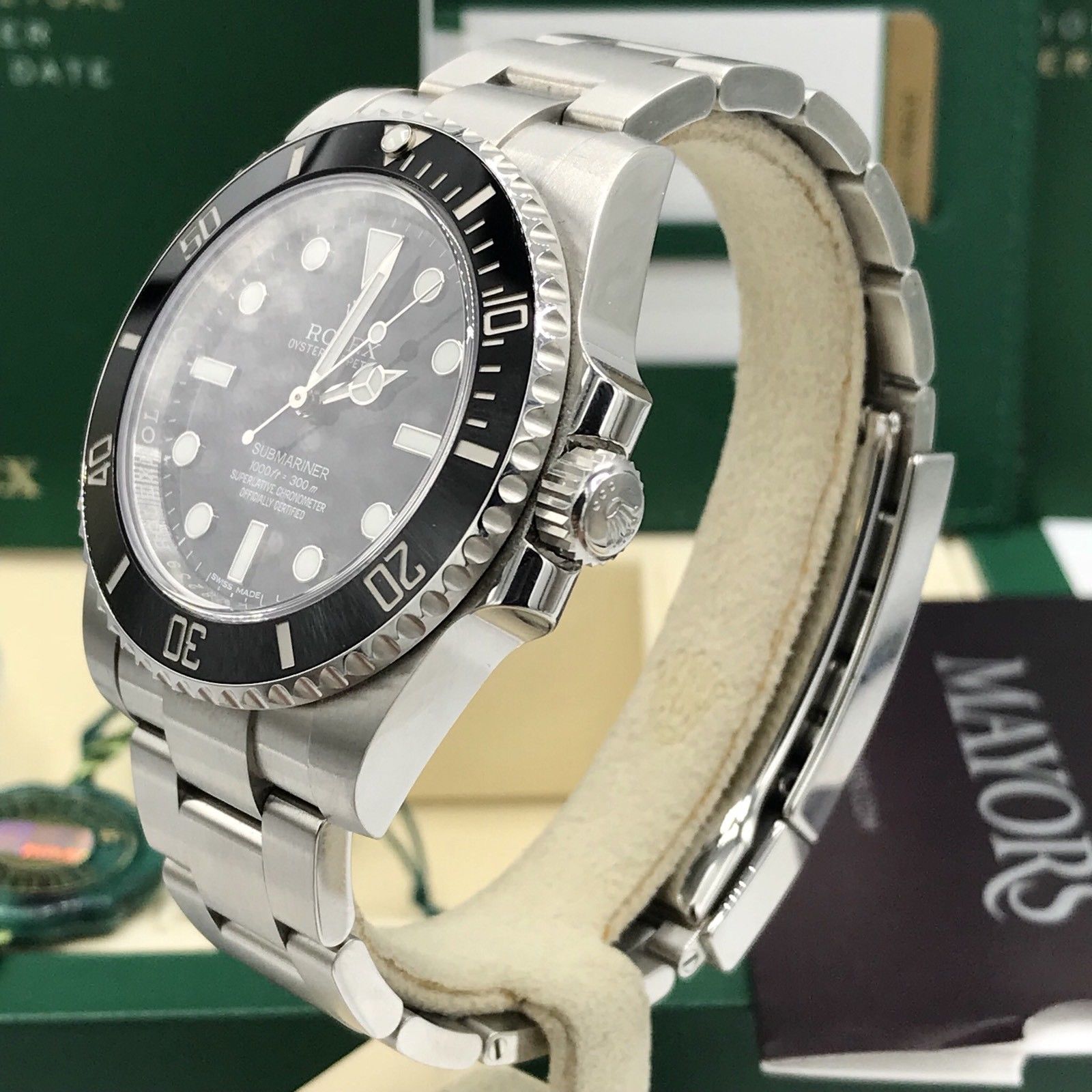 2017 Rolex Submariner 114060 No date Ceramic pre-owned box papers