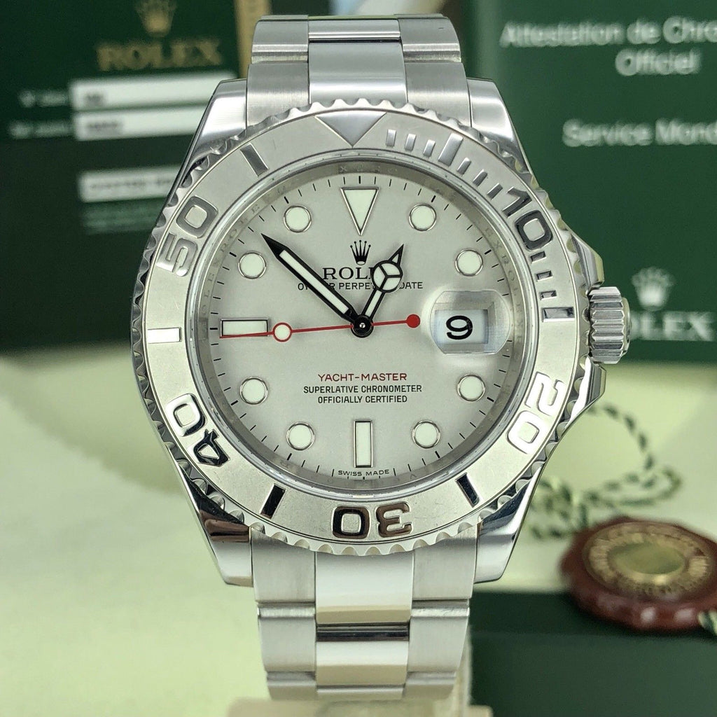 2010 Rolex Yacht-Master 16622 Platinum Bezel pre-owned box Card mint Condition