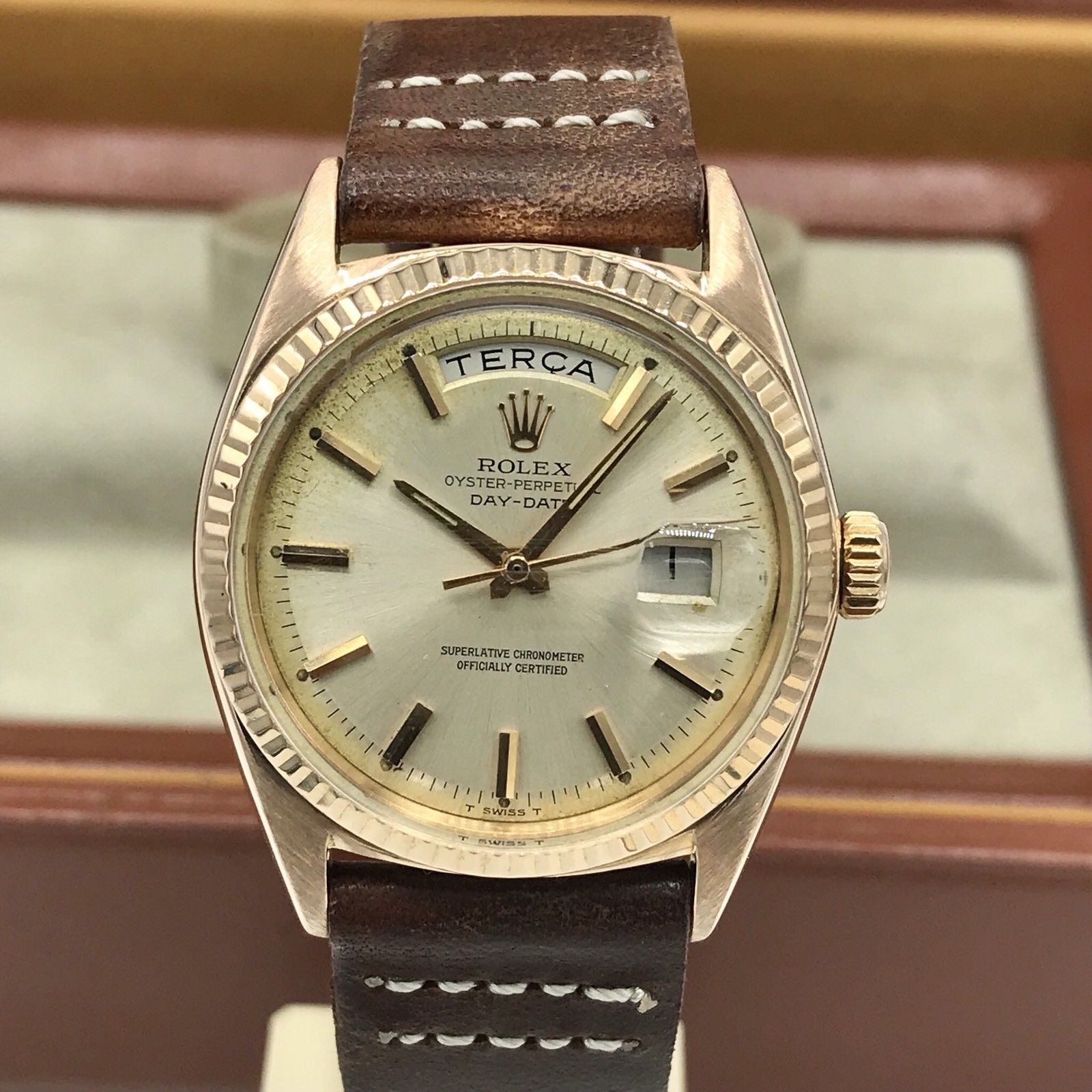 1964 Vintage Rolex Day Date 1803 Solid 18k Rose Pink Gold With Box