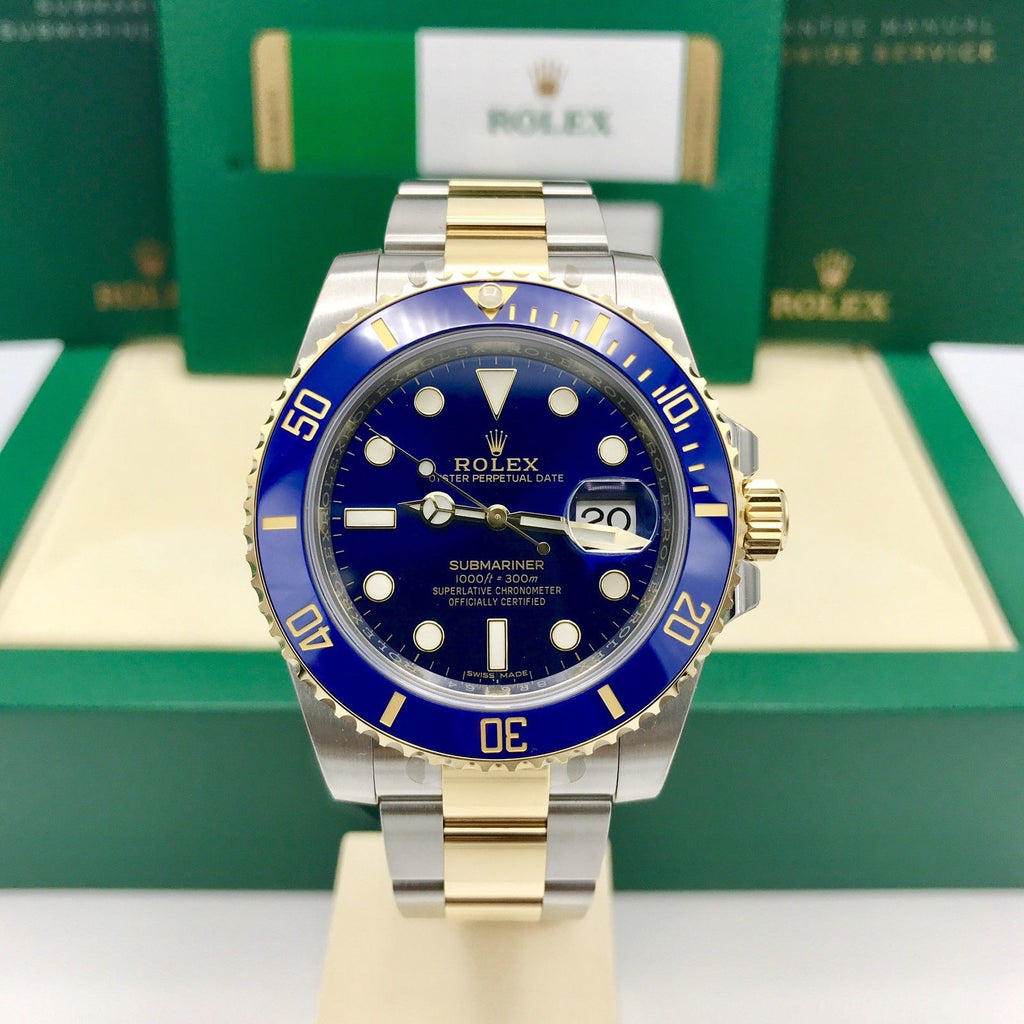 Unworn Rolex Submariner 116613LB 18k gold & Steel Blue Dial Box and Card 2017