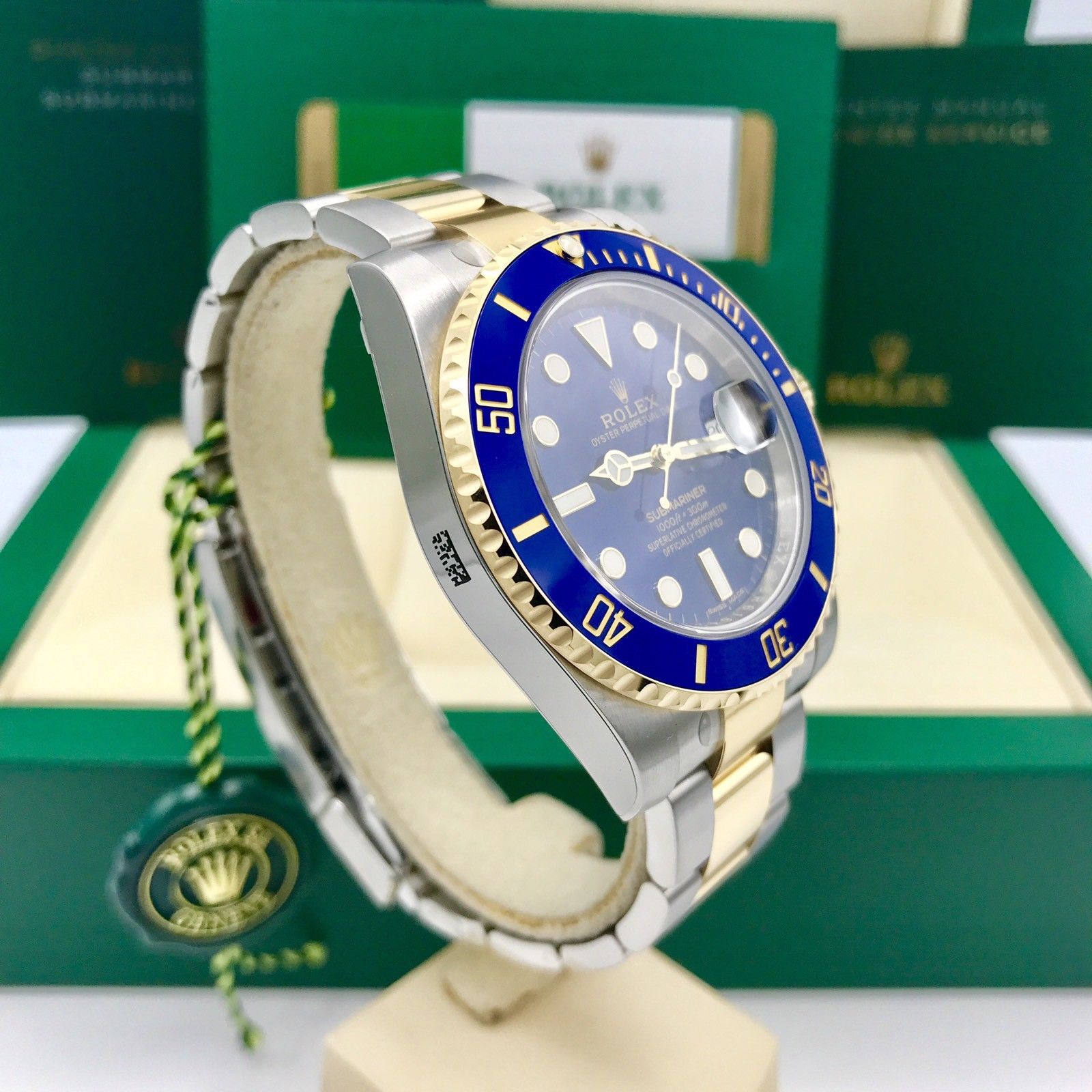 Unworn Rolex Submariner 116613LB 18k gold & Steel Blue Dial Box and Card 2017