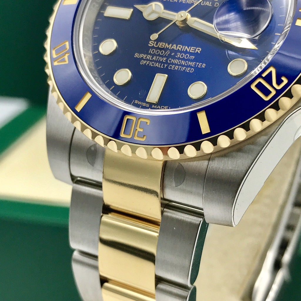 Unworn Rolex Submariner 116613LB 18k gold & Steel Blue Dial Box and Card 2017
