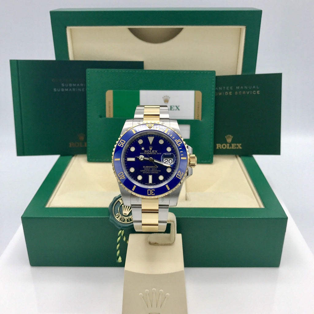Unworn Rolex Submariner 116613LB 18k gold & Steel Blue Dial Box and Card 2017