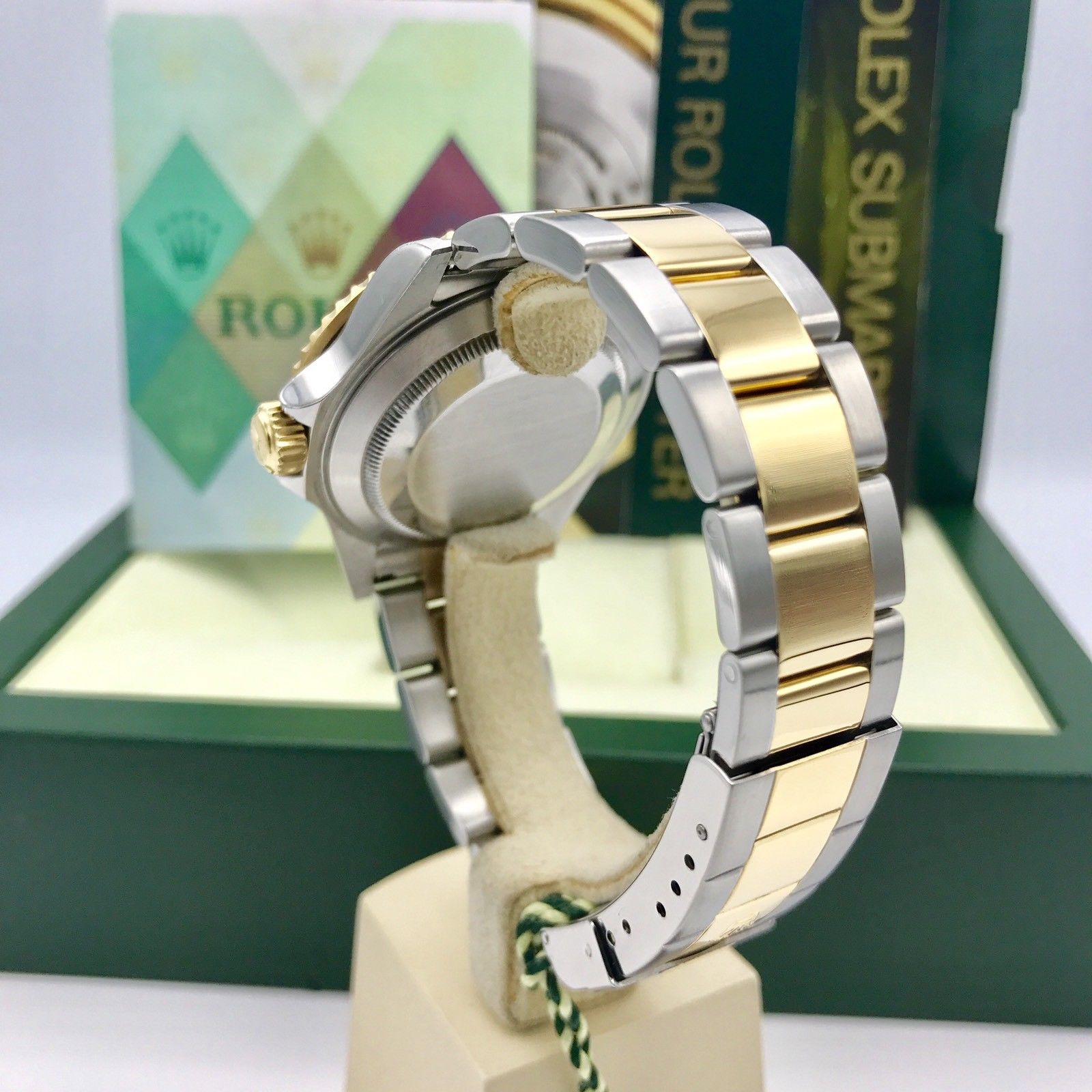 Rolex Submariner 16613 18k gold & Steel Gray Serti Diamonds Dial Box and paper