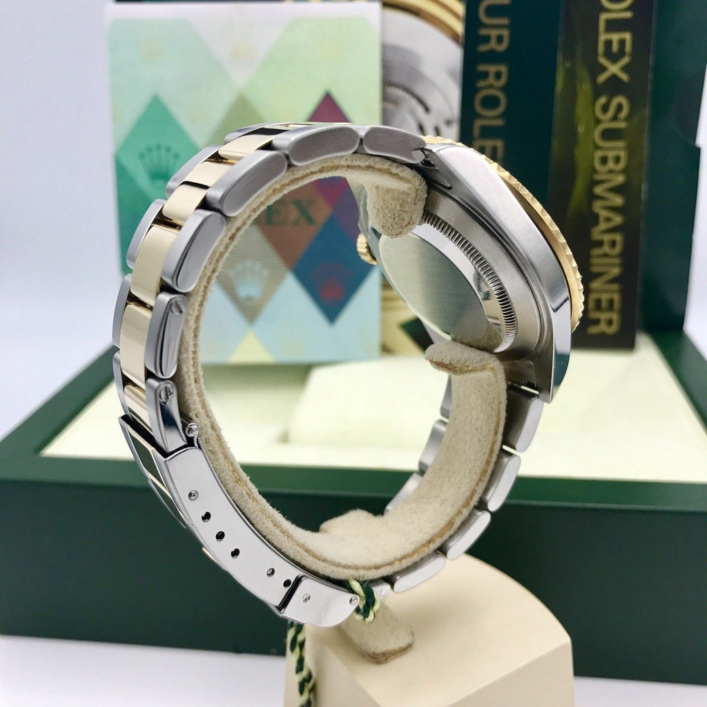 Rolex Submariner 16613 18k gold & Steel Gray Serti Diamonds Dial Box and paper