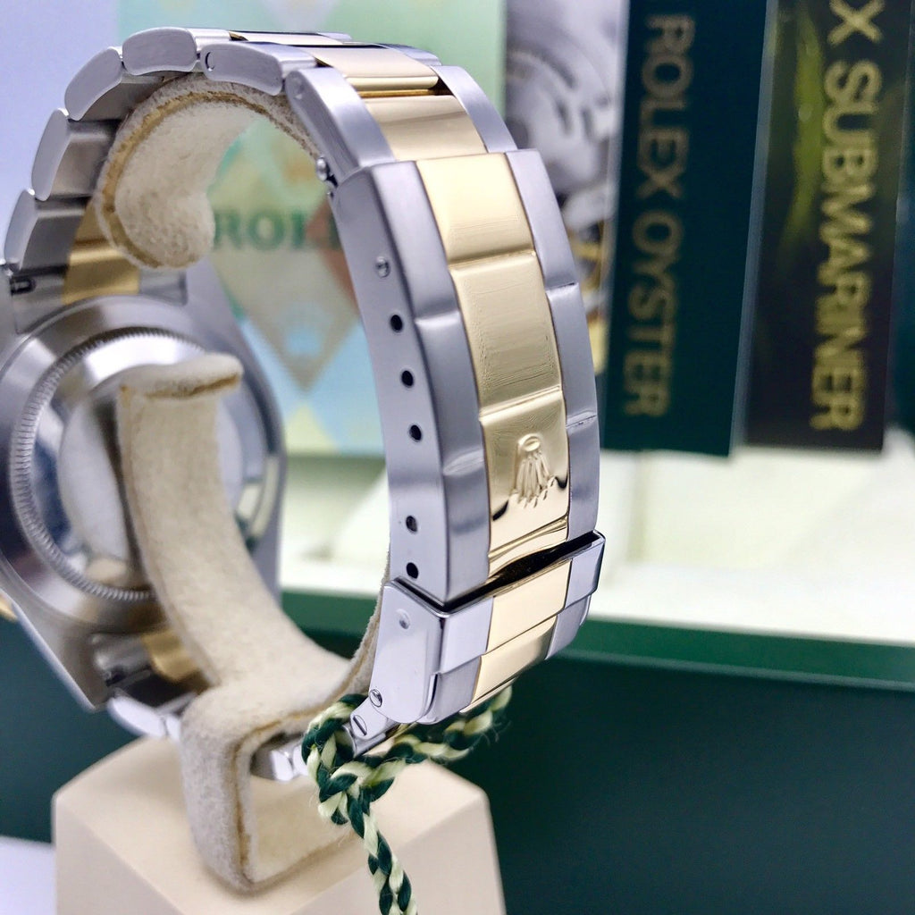 Rolex Submariner 16613 18k gold & Steel Gray Serti Diamonds Dial Box and paper
