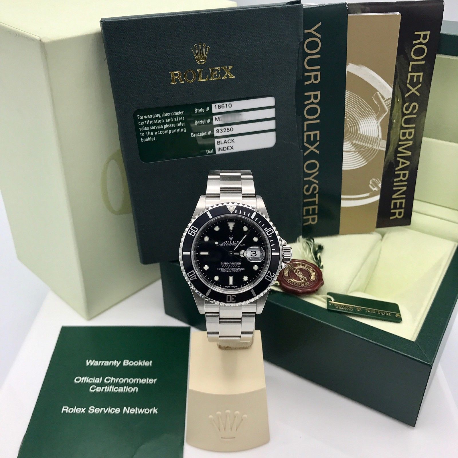 Rolex Submariner 16610 Engraved FULL SET Papers M Serial 2008 Unpolished