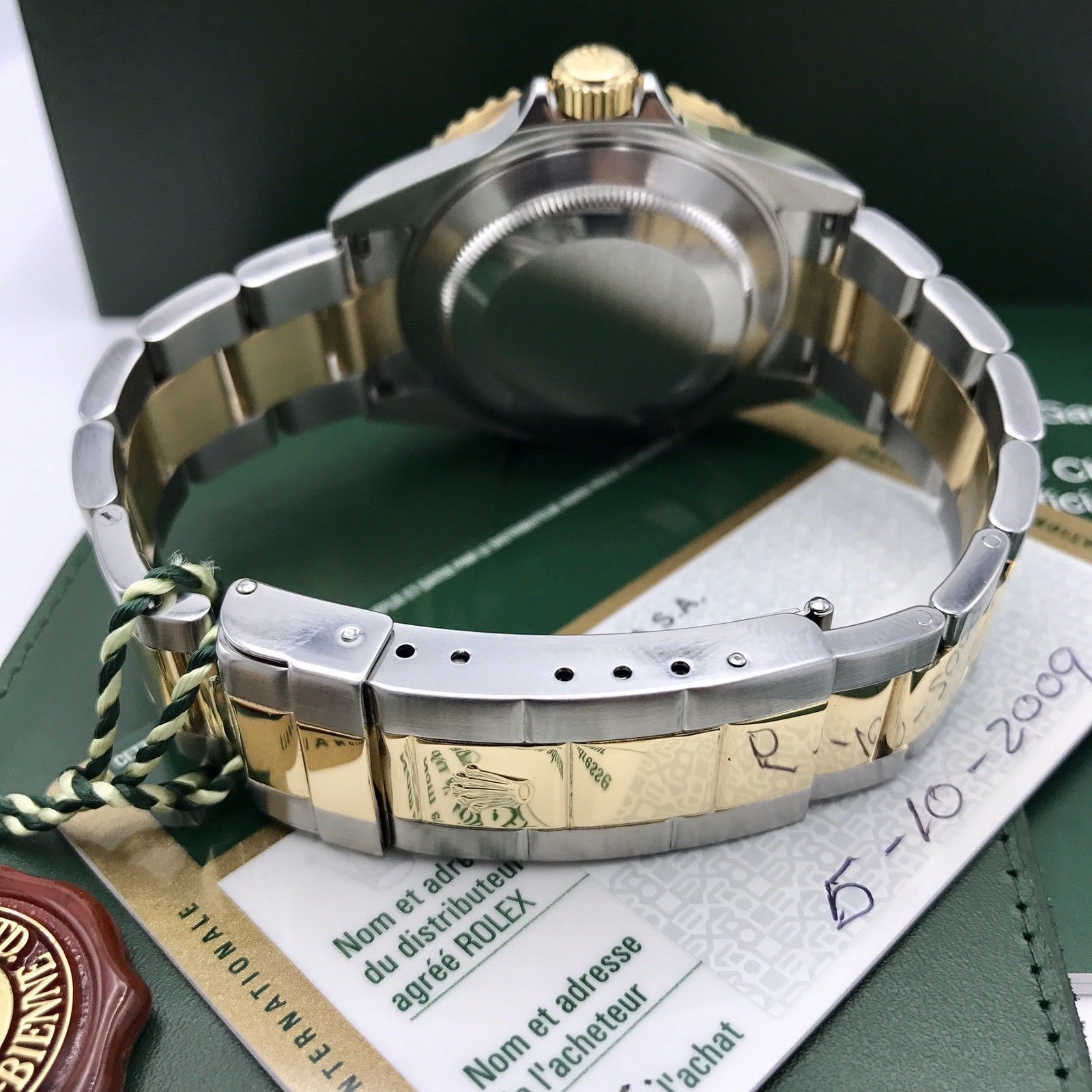 Rolex Submariner 16613 18k gold & Steel engraved Blue Dial Box and Card 2009