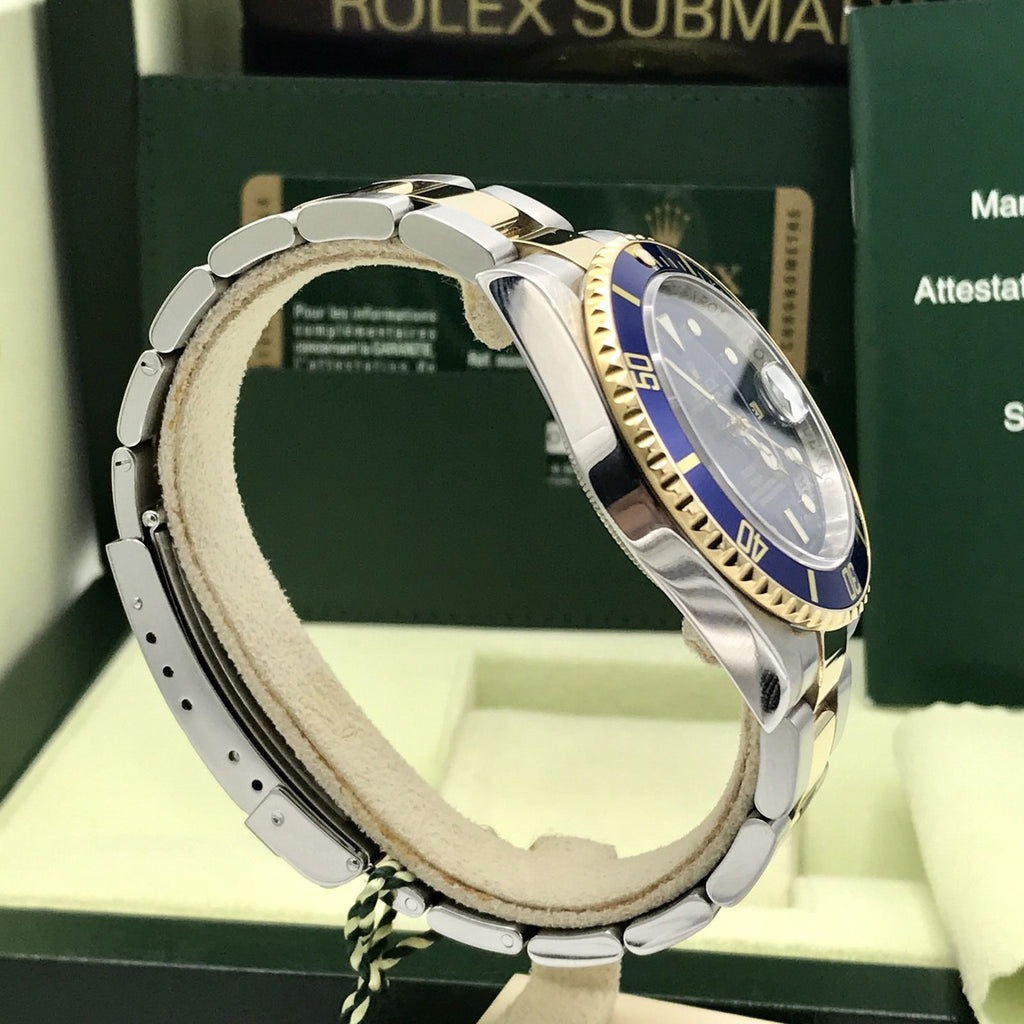 Rolex Submariner 16613 18k gold & Steel engraved Blue Dial Box and Card 2009