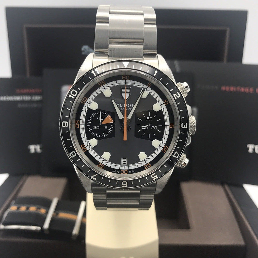Unworn 70330N TUDOR Heritage Chronograph Black/Gray Dial Men's Automatic Fullset