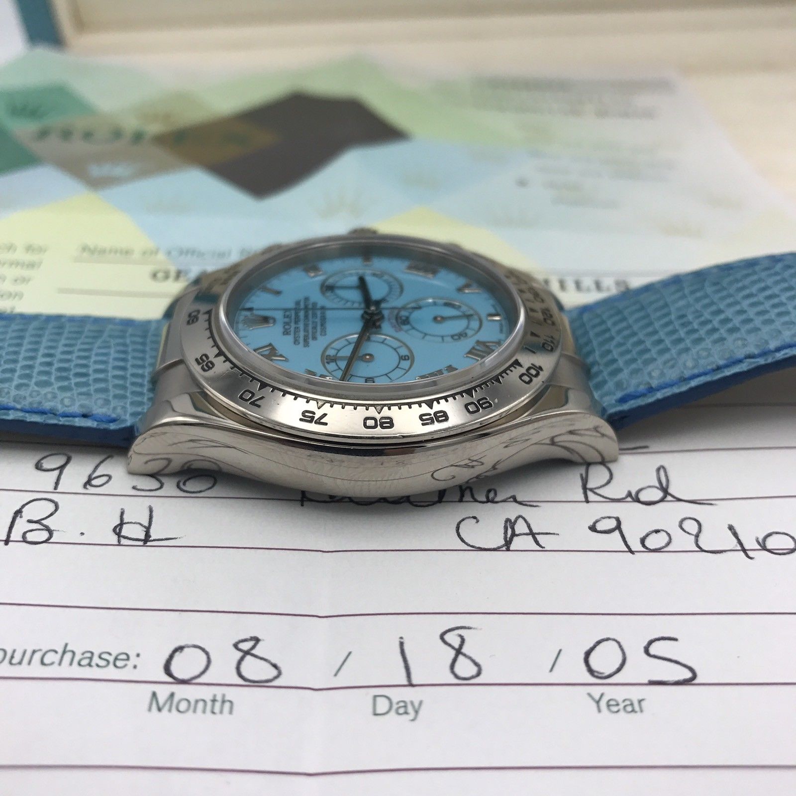 Rolex 116519 Daytona W Gold Summer Beach Turquoise Blue Full Set