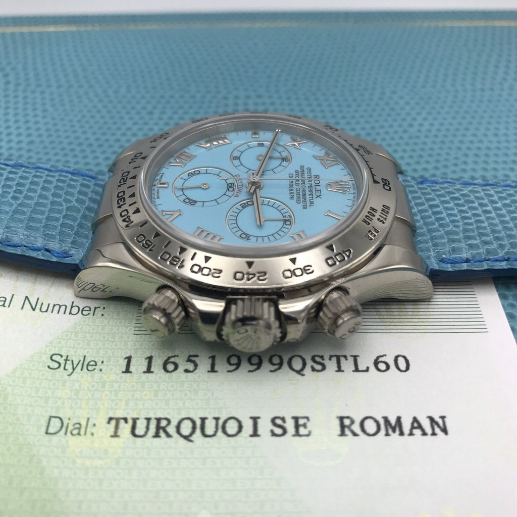 Rolex 116519 Daytona W Gold Summer Beach Turquoise Blue Full Set