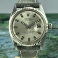 Vintage Rolex 1601 DateJust Factory Wide Boy Dial With Box 1968 Gold Bezel