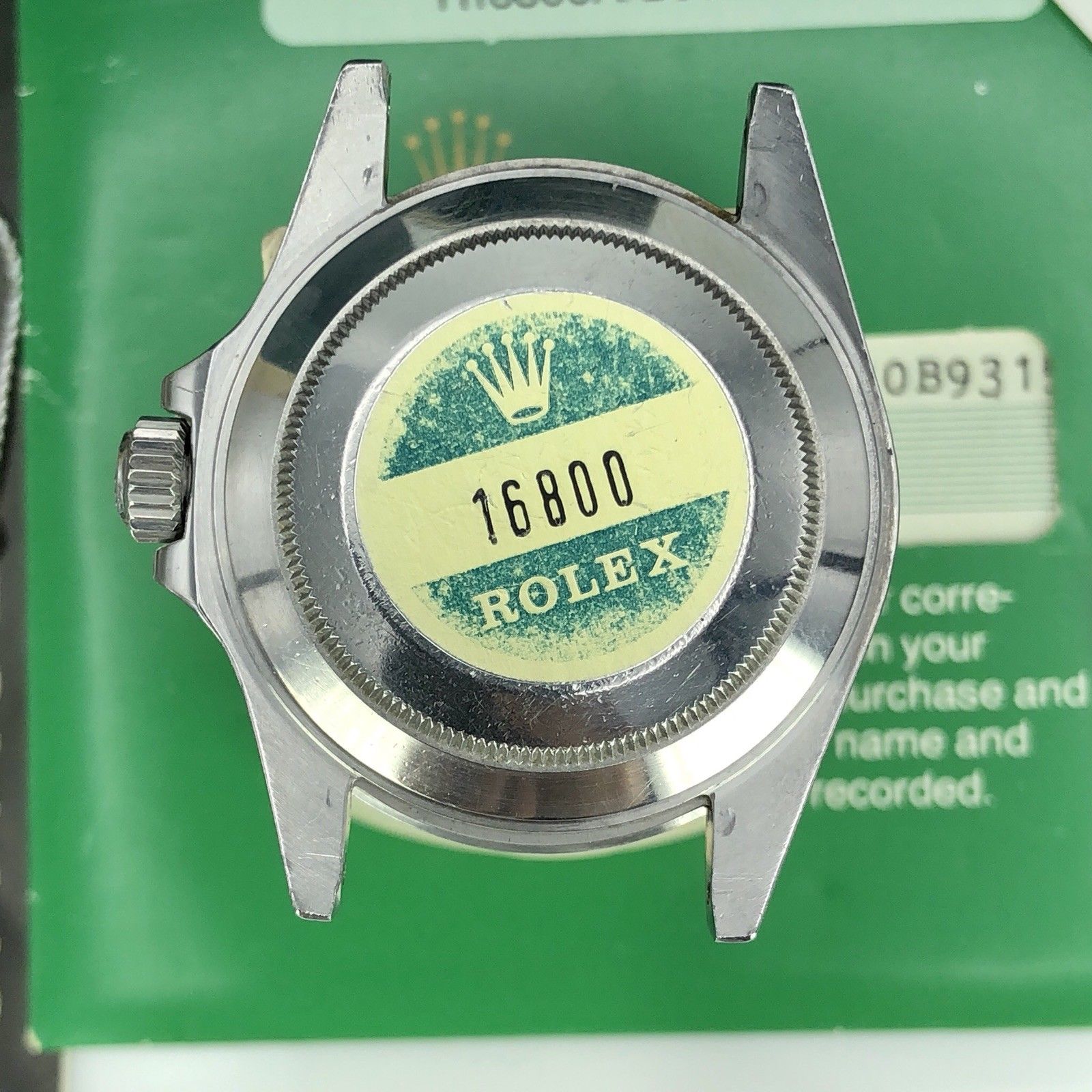 1986 Vintage Rolex 16800 Submariner Heavy Patina dial Unpolished box & Papers