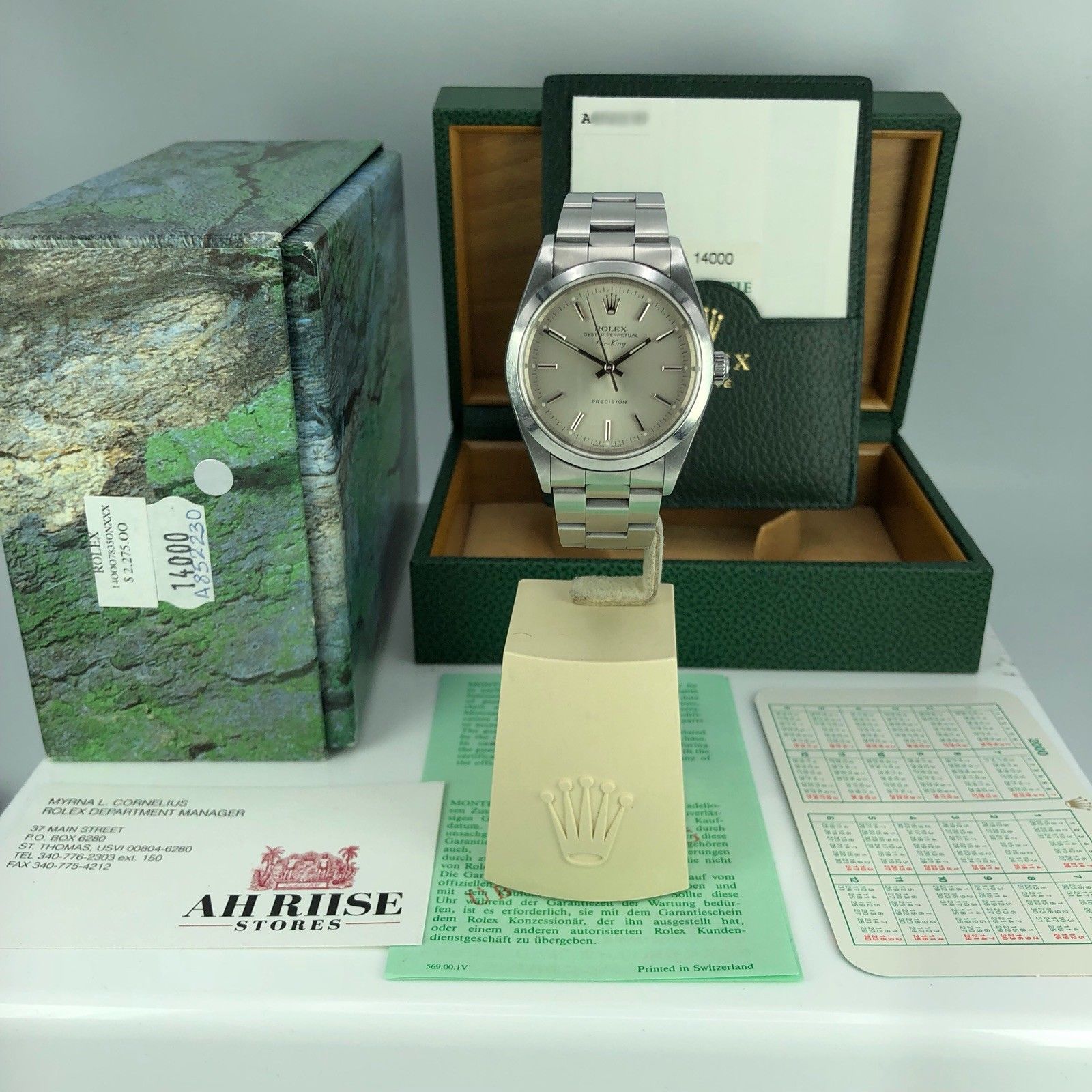 2000 Vintage Rolex 14000 Air-King Unpolished with Box and Papers
