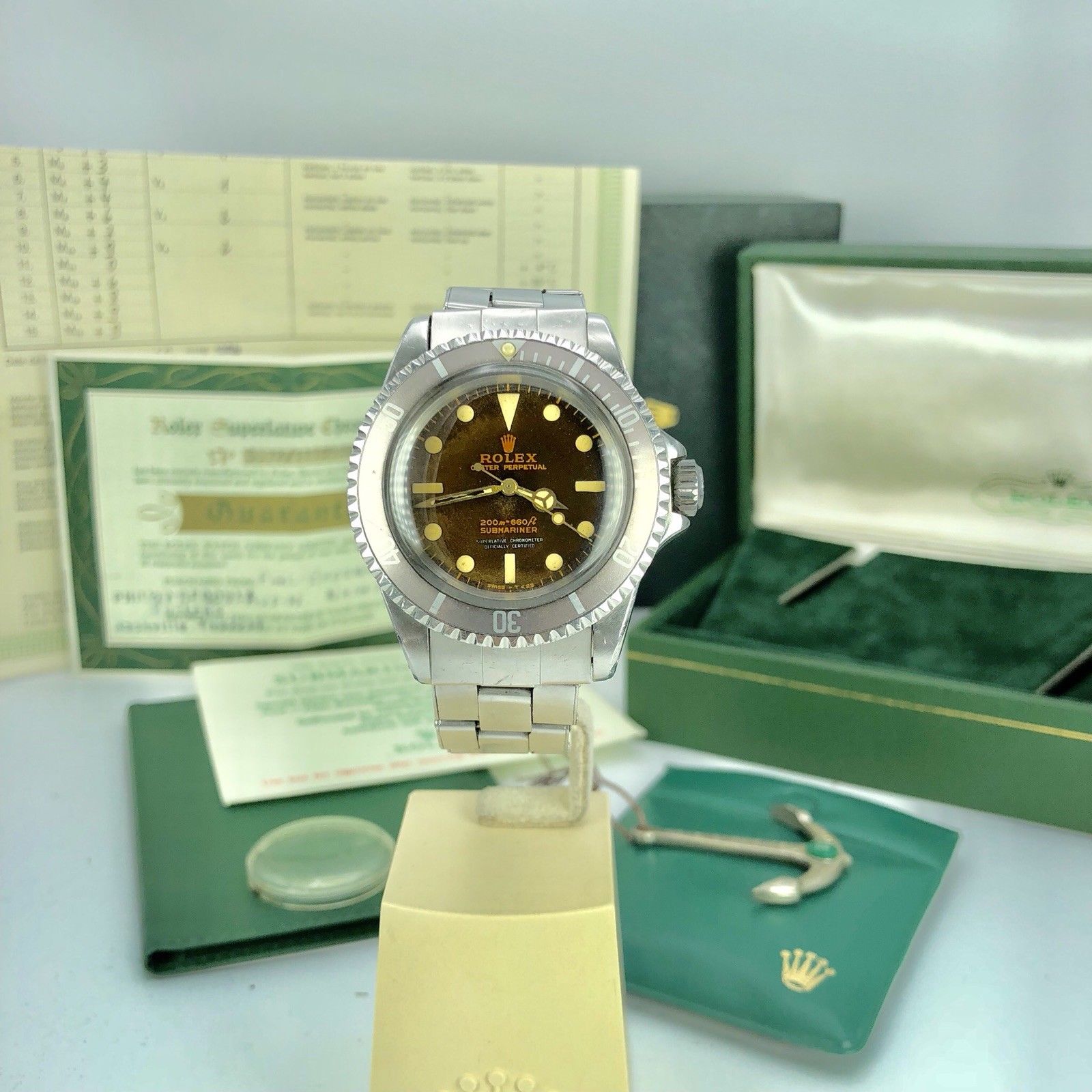 1964 Vintage Rolex 5512 Submariner Tropical Gilt Dial Unpolished box & Papers