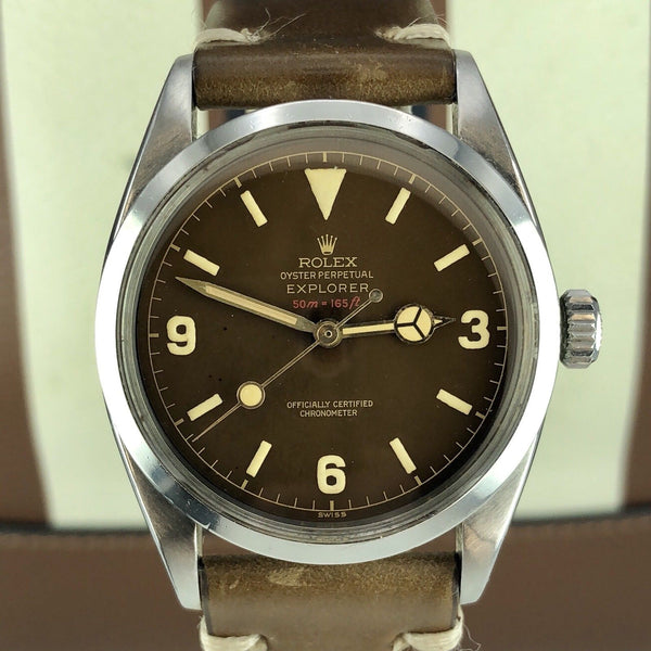 1957 Vintage Rolex 6610 Explorer Tropical Brown Red Depth Gilt Dial lollipop