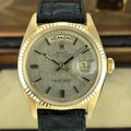 Vintage Rolex Arabic Day Date 1803 Solid 18k Silver Linen Dial Saudi Engraving
