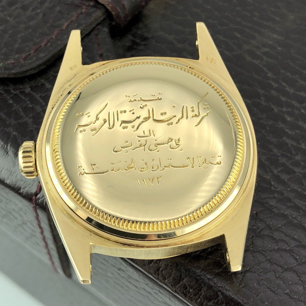 Vintage Rolex Arabic Day Date 1803 Solid 18k Silver Linen Dial Saudi Engraving