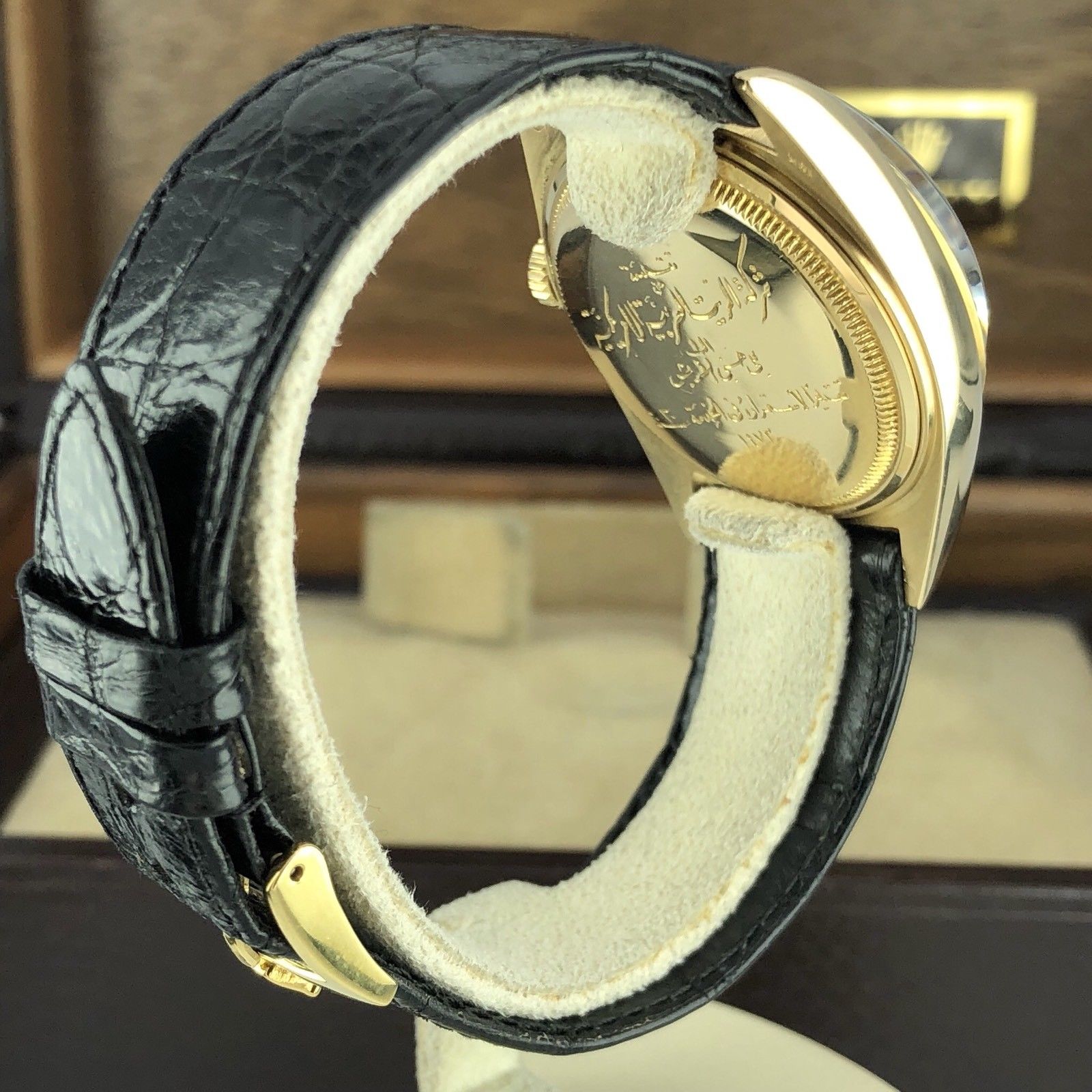 Vintage Rolex Arabic Day Date 1803 Solid 18k Silver Linen Dial Saudi Engraving