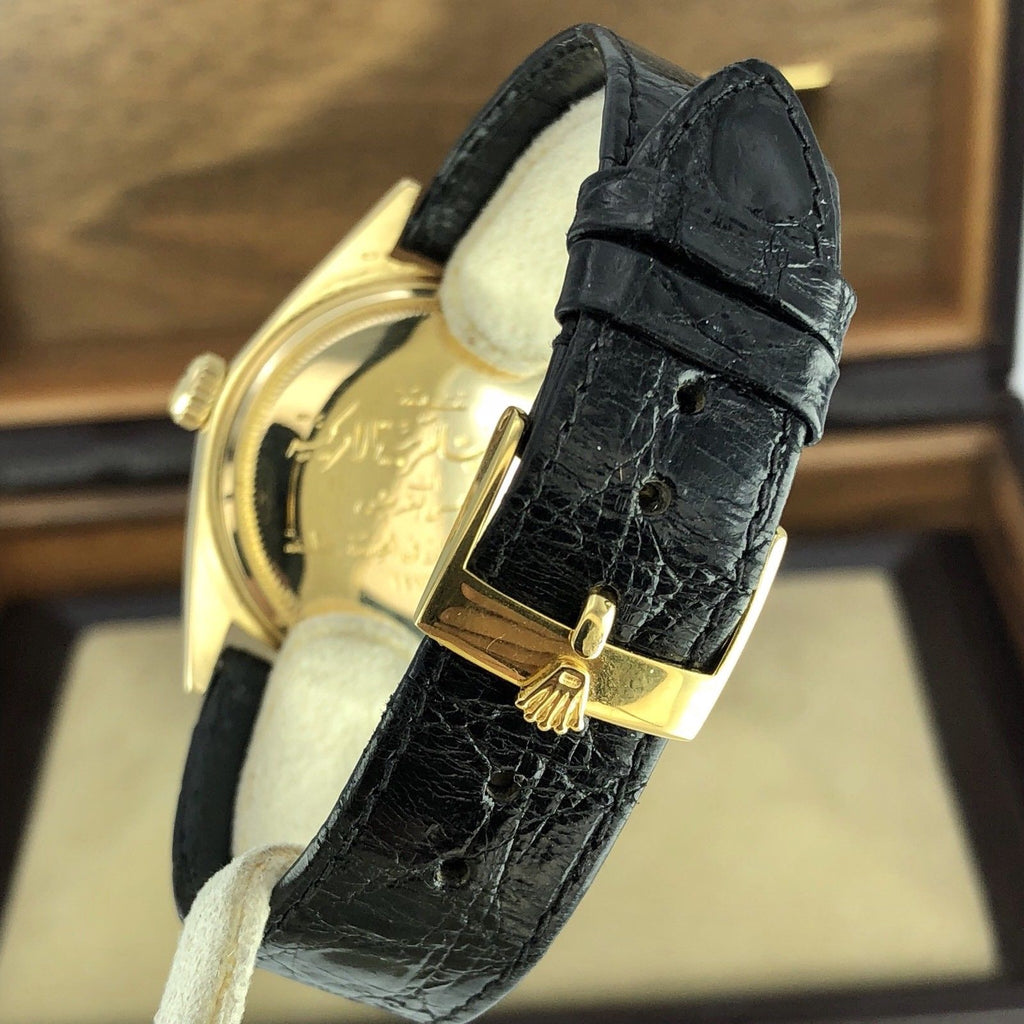 Vintage Rolex Arabic Day Date 1803 Solid 18k Silver Linen Dial Saudi Engraving