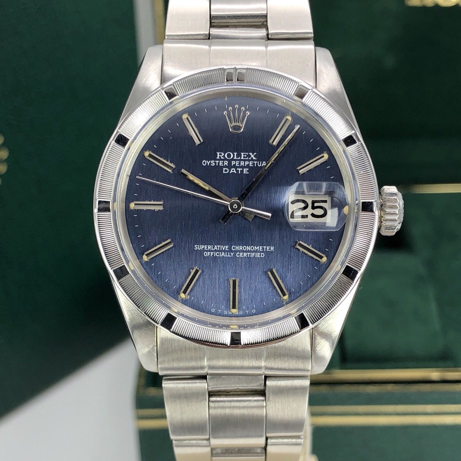 1973 Vintage Rolex Date 1501 Unique Sigma Blue Dial With Box