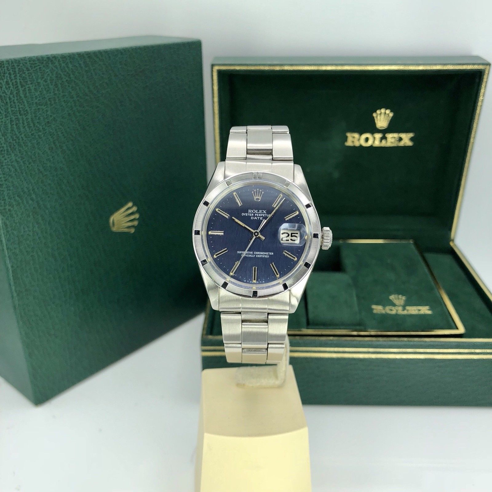 1973 Vintage Rolex Date 1501 Unique Sigma Blue Dial With Box