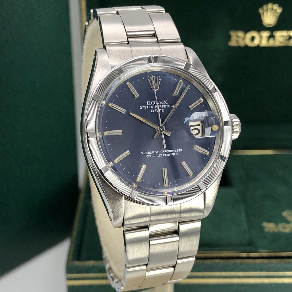 1973 Vintage Rolex Date 1501 Unique Sigma Blue Dial With Box