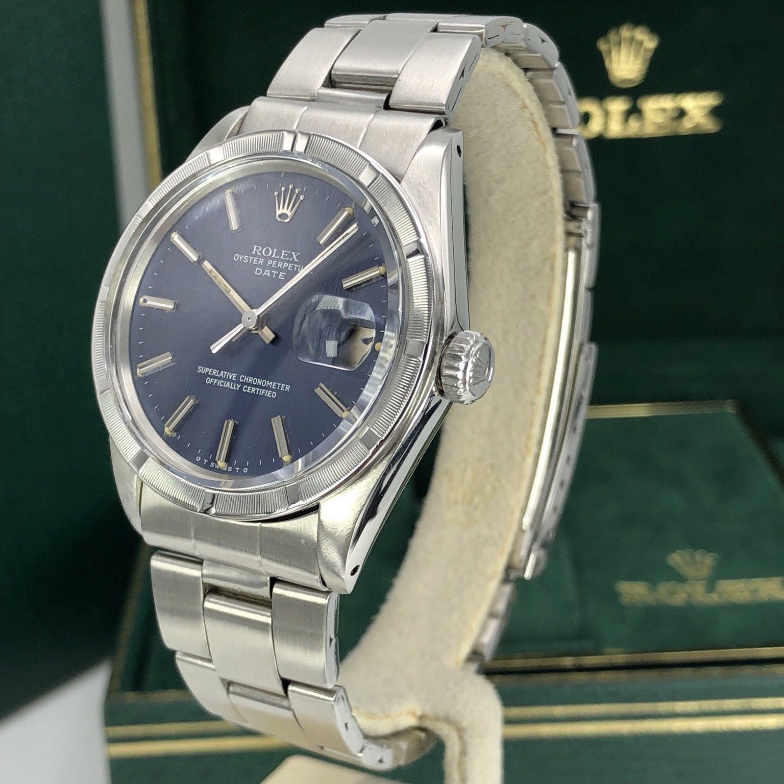 1973 Vintage Rolex Date 1501 Unique Sigma Blue Dial With Box