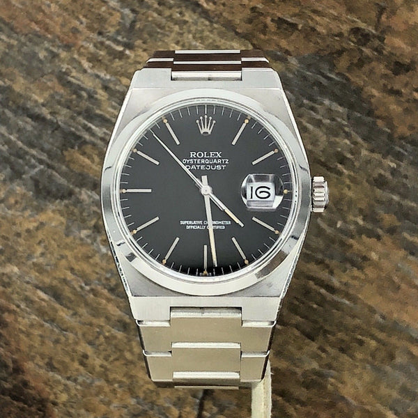 1982 Vintage Rolex DateJust Oyster quartz 17000 Black Dial Unpolished Case