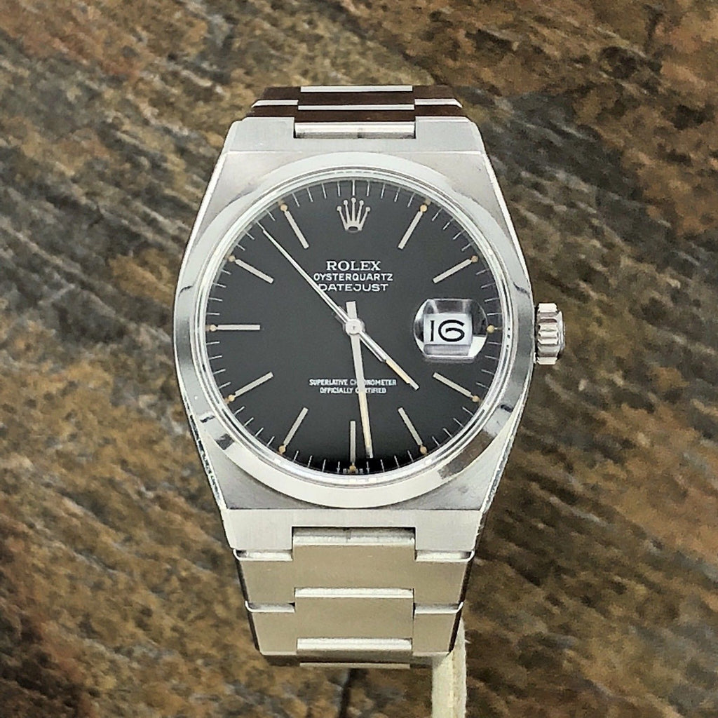 1982 Vintage Rolex DateJust Oyster quartz 17000 Black Dial Unpolished Case