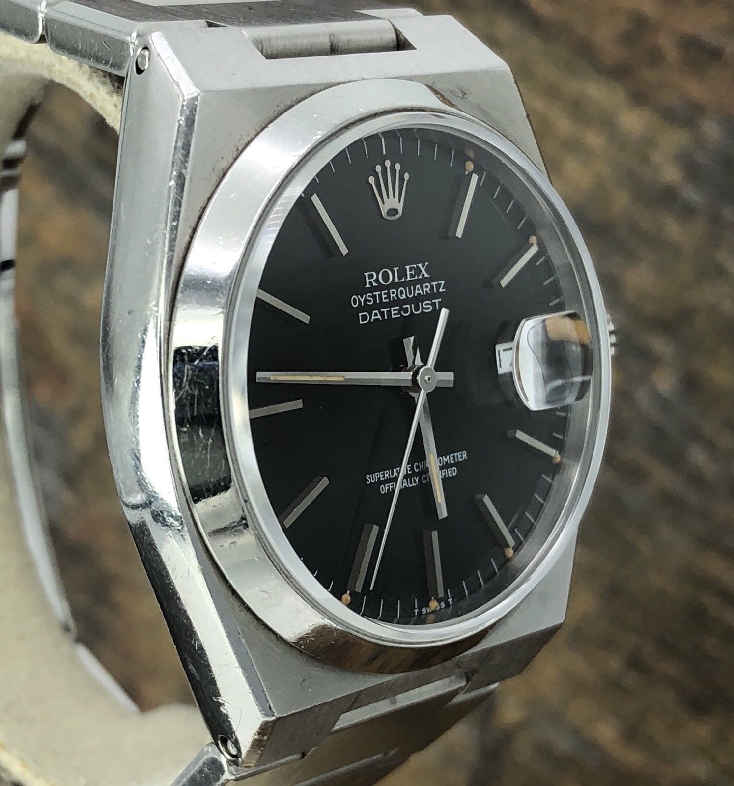 1982 Vintage Rolex DateJust Oyster quartz 17000 Black Dial Unpolished Case