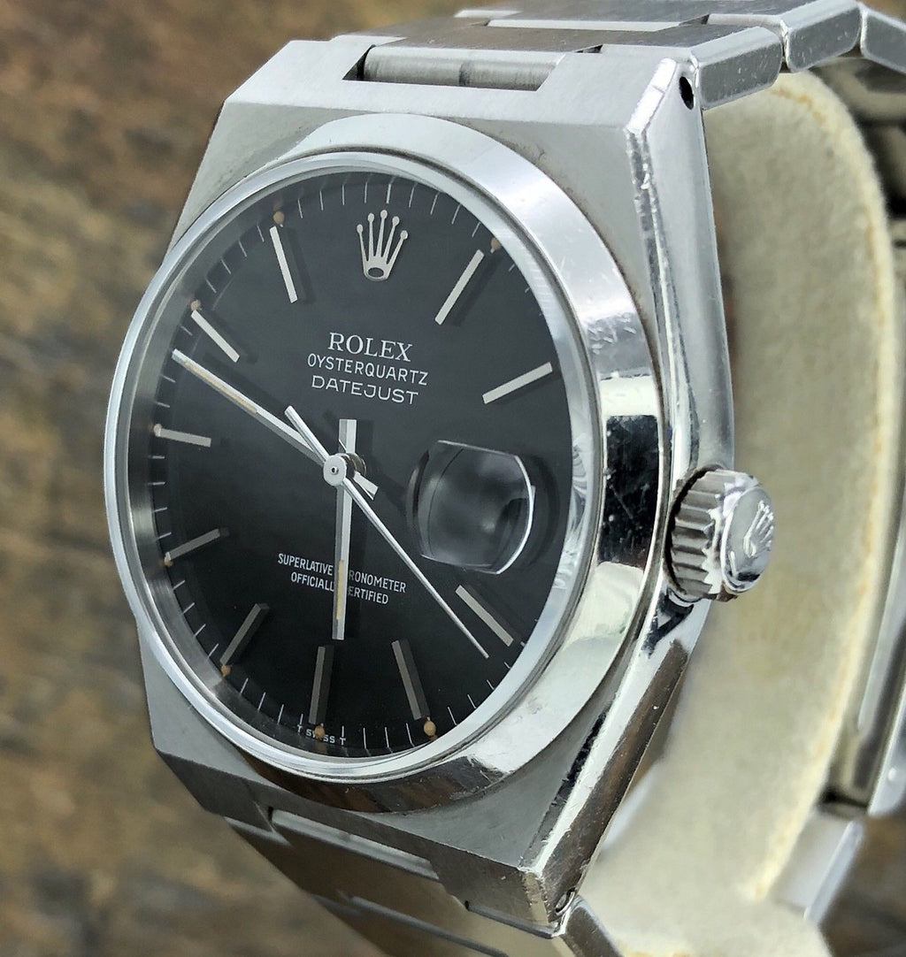 1982 Vintage Rolex DateJust Oyster quartz 17000 Black Dial Unpolished Case