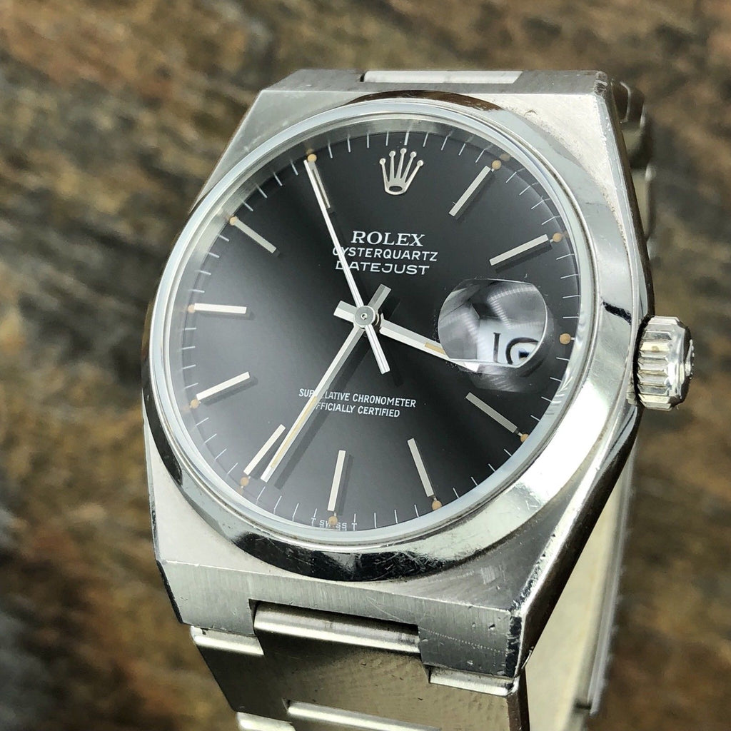 1982 Vintage Rolex DateJust Oyster quartz 17000 Black Dial Unpolished Case