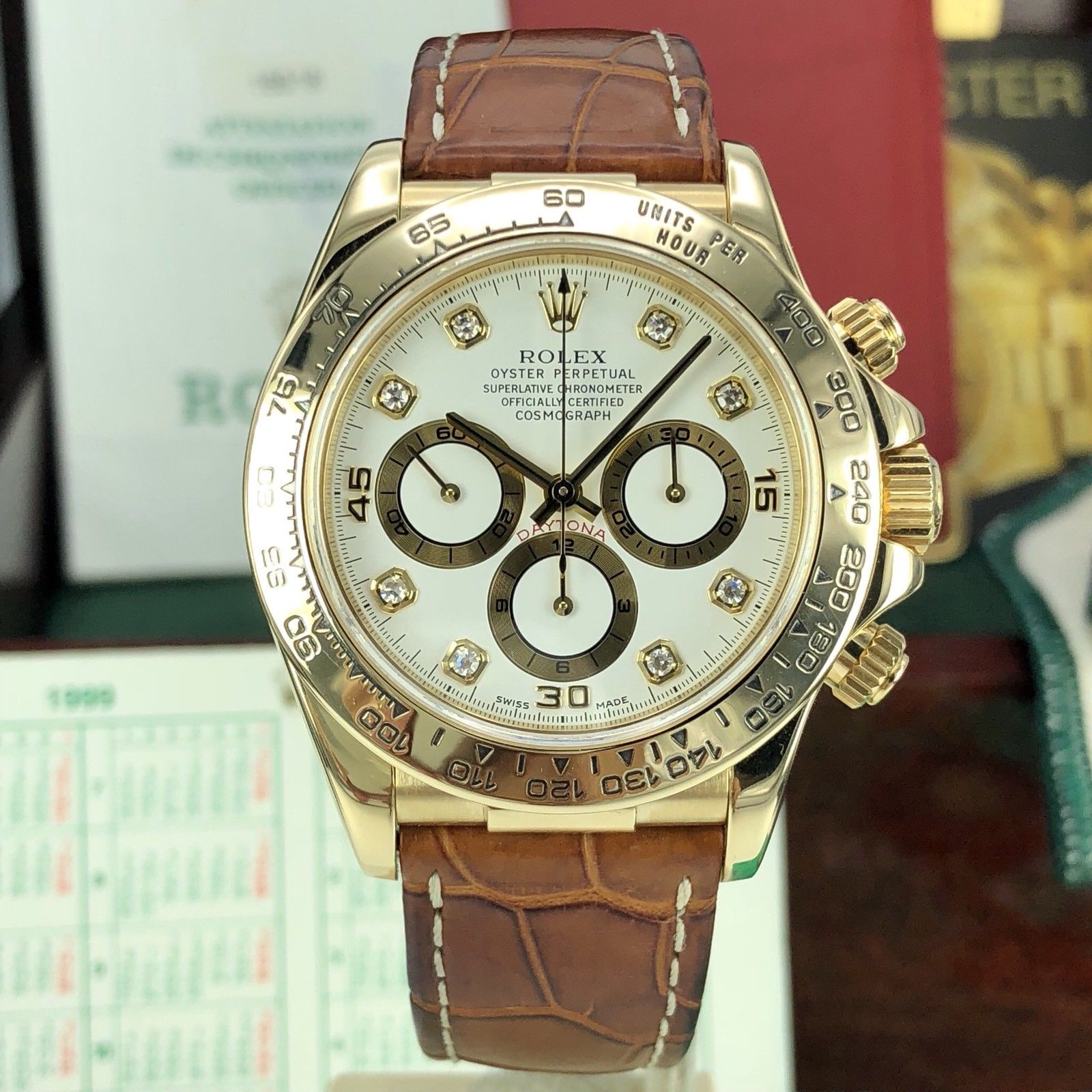 1999 Vintage Rolex Daytona 16518 Diamond Dial zenith A Serial Full Set Papers