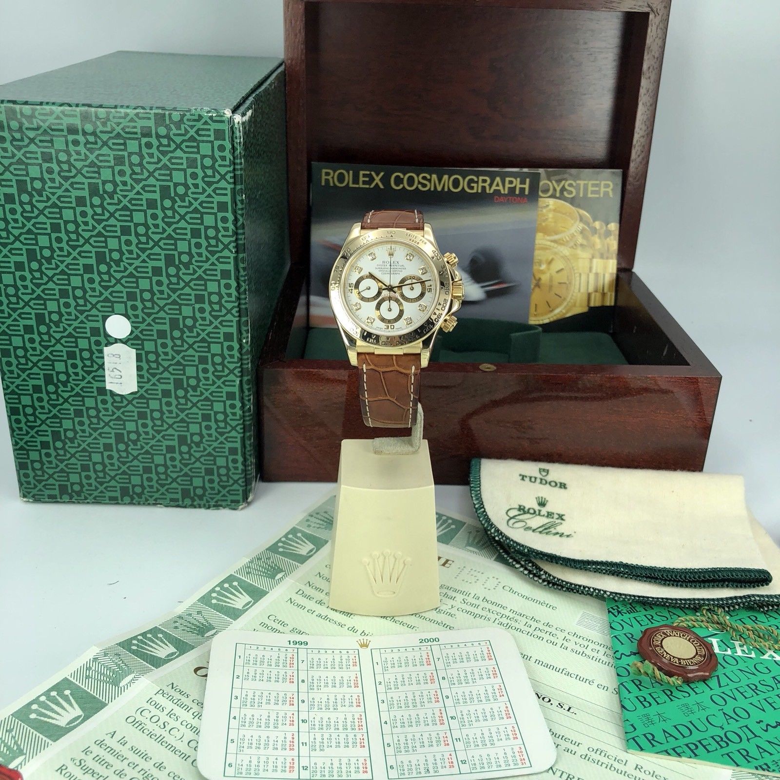 1999 Vintage Rolex Daytona 16518 Diamond Dial zenith A Serial Full Set Papers