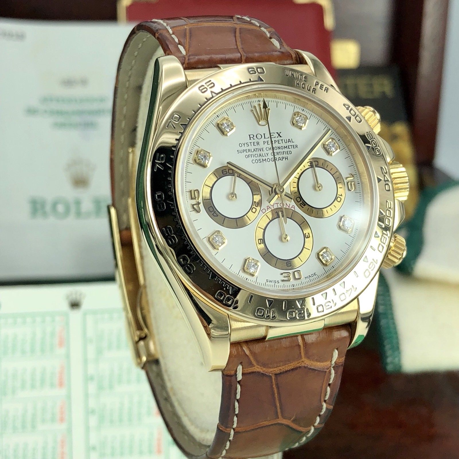 1999 Vintage Rolex Daytona 16518 Diamond Dial zenith A Serial Full Set Papers
