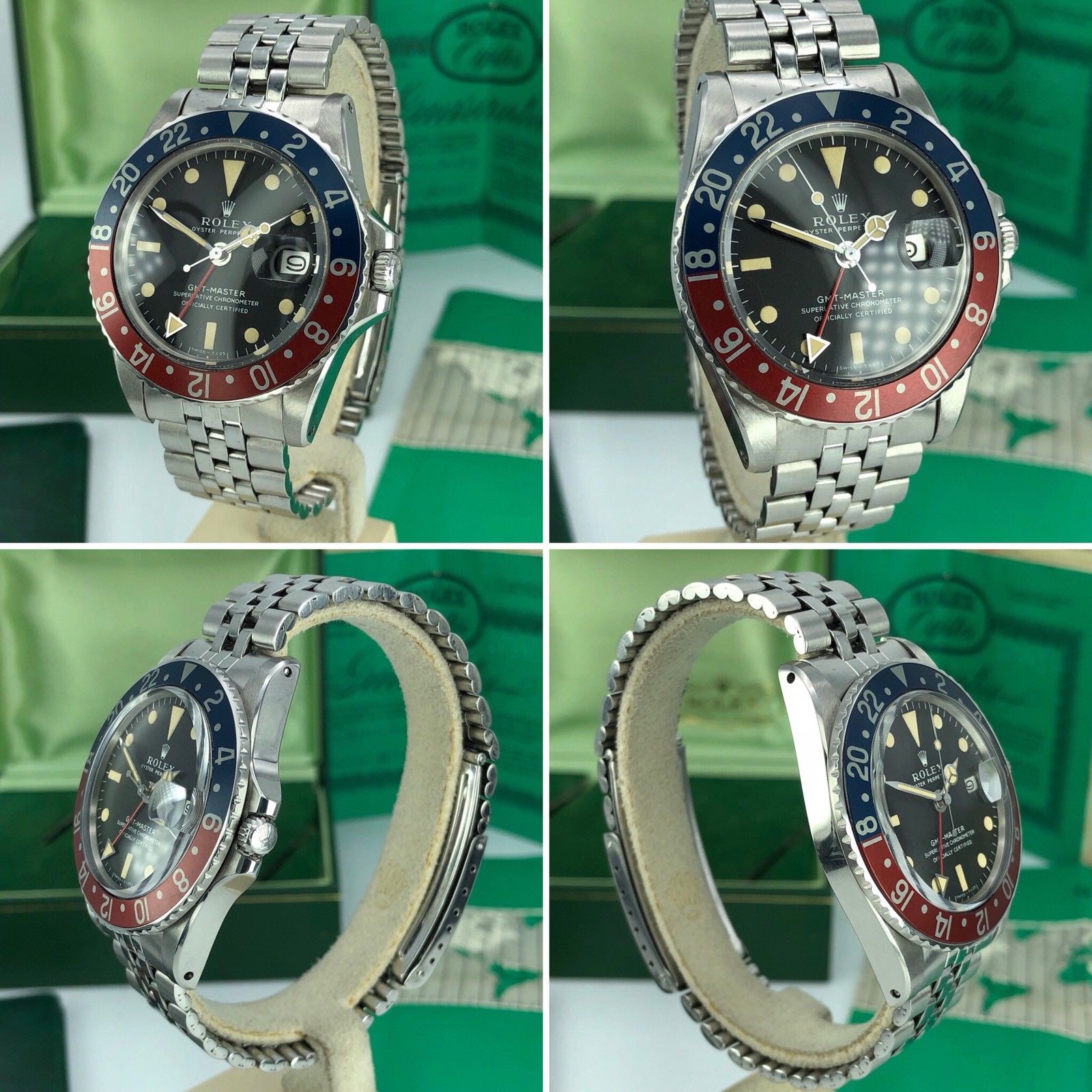 Vintage Rolex GMT Master 1675 Mk1 Dial Full Set Double Punch Papers Box 1968