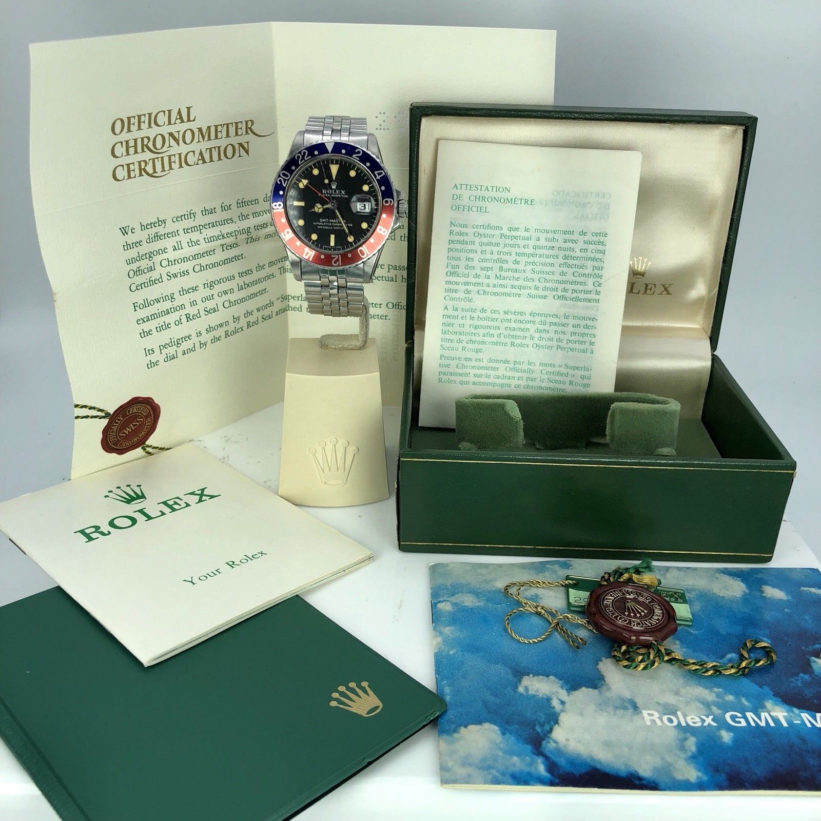 1971 Vintage Rolex GMT Master 1675 Mk1 Long E Dial Full Set Punch Papers Box