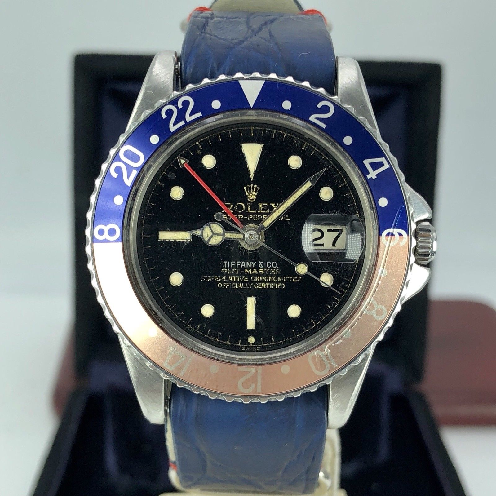 Vintage Rolex GMT Master 1675 Tiffany & Co Gilt Exclamation Ring dial PCG 1960