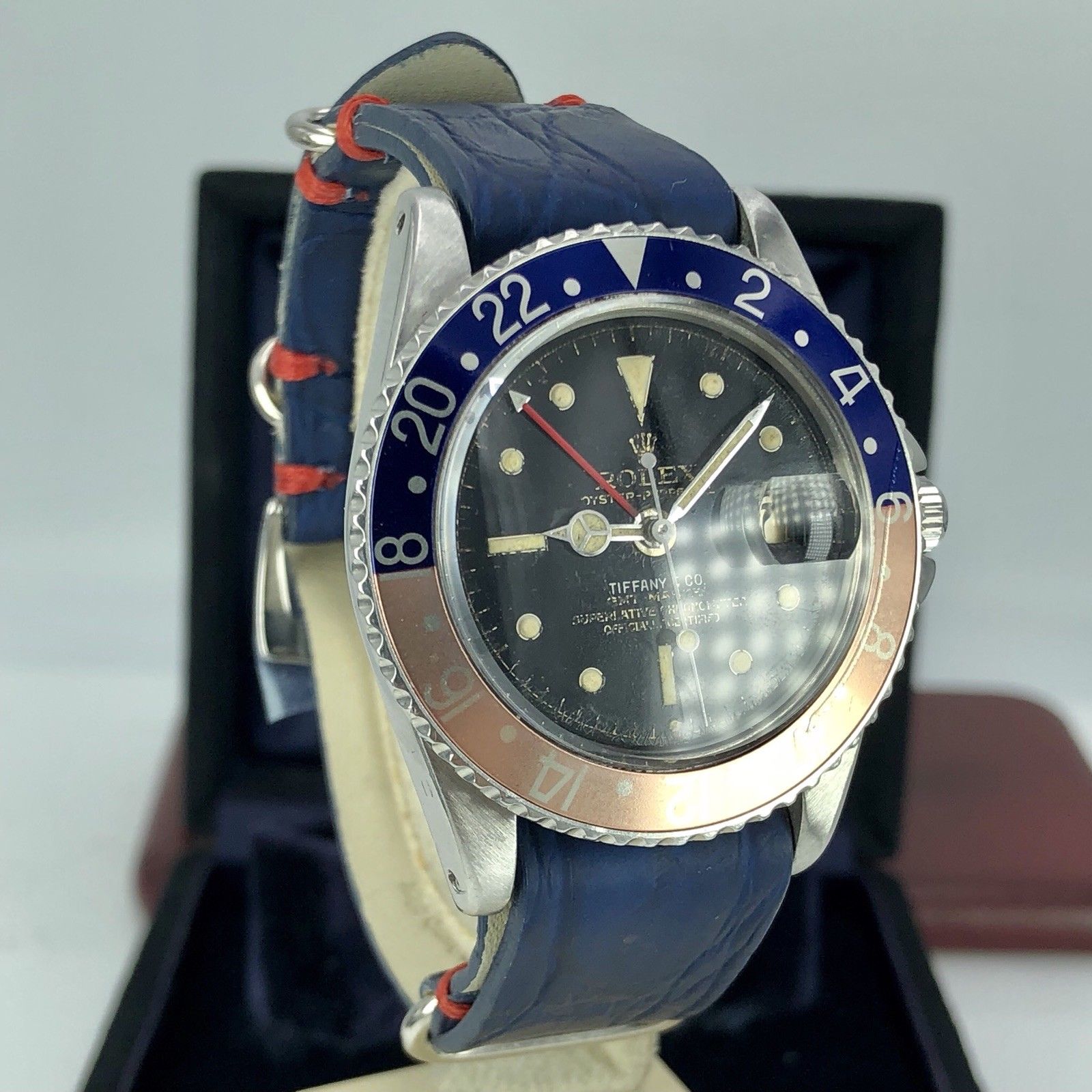 Vintage Rolex GMT Master 1675 Tiffany & Co Gilt Exclamation Ring dial PCG 1960