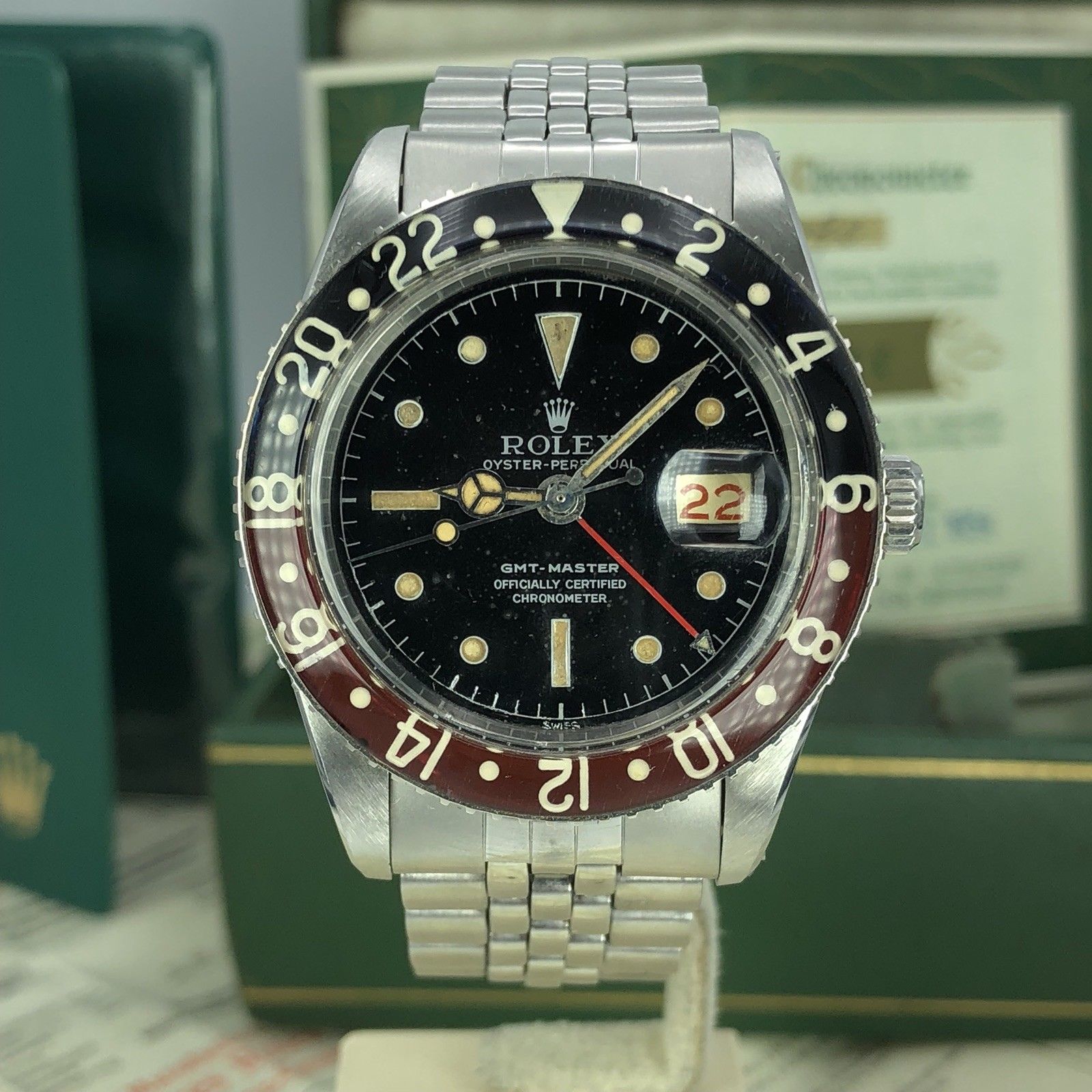 1959 Vintage Rolex GMT Master 6542 Rare Dial Bakelite Full Set Double Papers